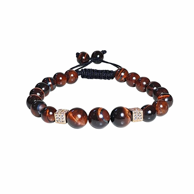 دستبند مردانه مدل سنگ چشم ببر