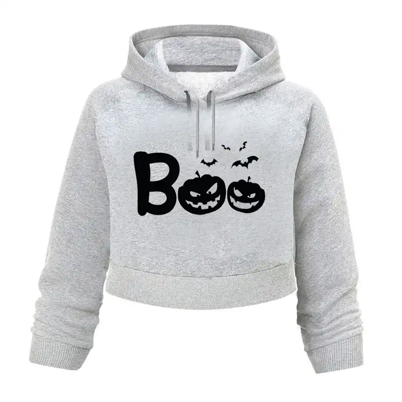 هودی کراپ زنانه مدل هالووین کد L407 T