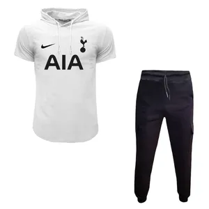 ست تی شرت کلاهدار و شلوار مردانه مدل تاتنهام سفید کد 4311