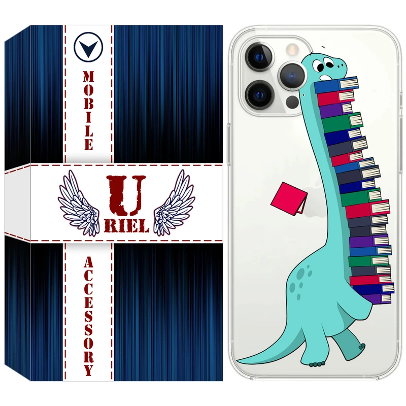 کاور یوریل قاب مدل Clear کد 17 طرح دایناسور کتابخوان مناسب برای گوشی موبایل اپل iPhone 12 Pro