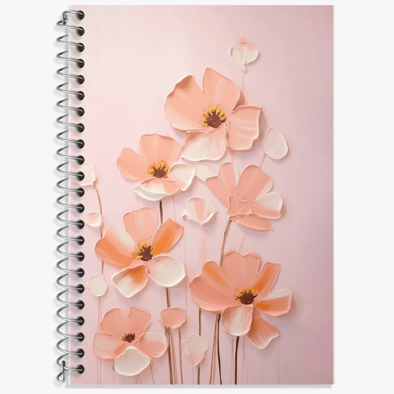 دفتر زبان 50 برگ خندالو مدل دو خط طرح گل (Flower) کد F2584