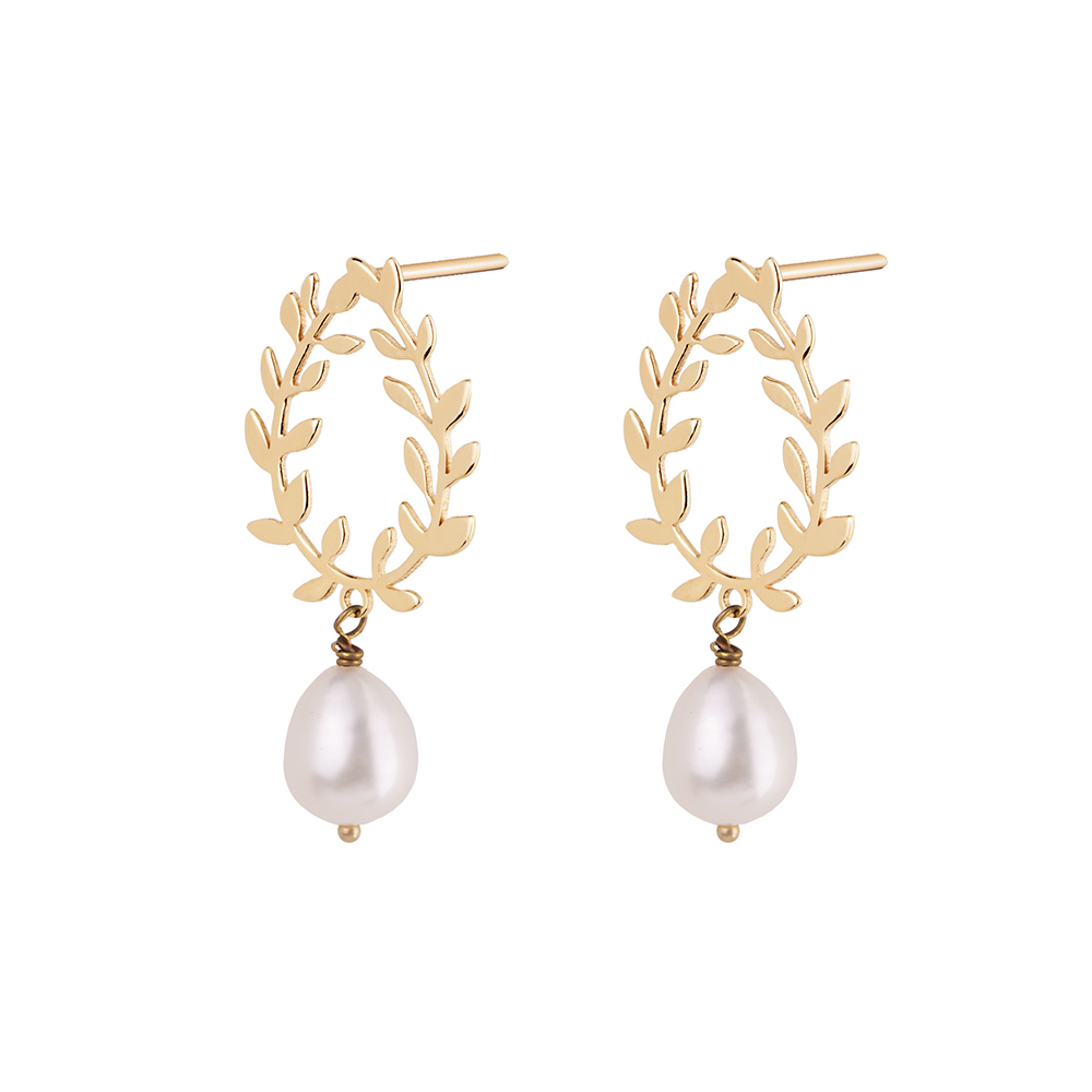 گوشواره طلا 18 عیار زنانه گالری شیدا مجد مدل گندم پیچ و مروارید