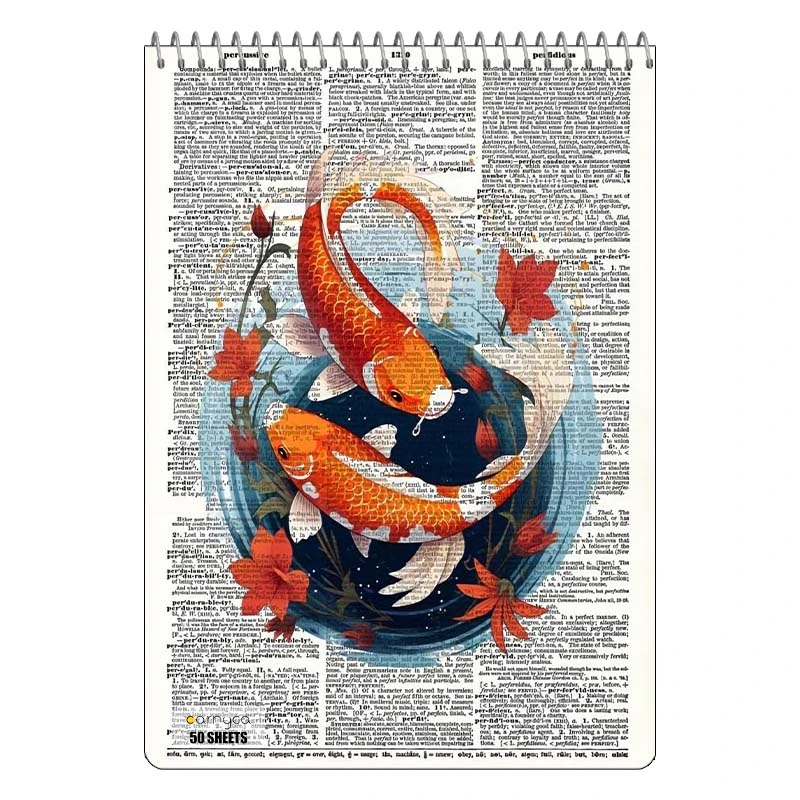 دفتر نقاشی 50 برگ سیمی کارنیکا طرح روزنامه وینتج حیوانات Vintage Newspaper Animals کد 31742