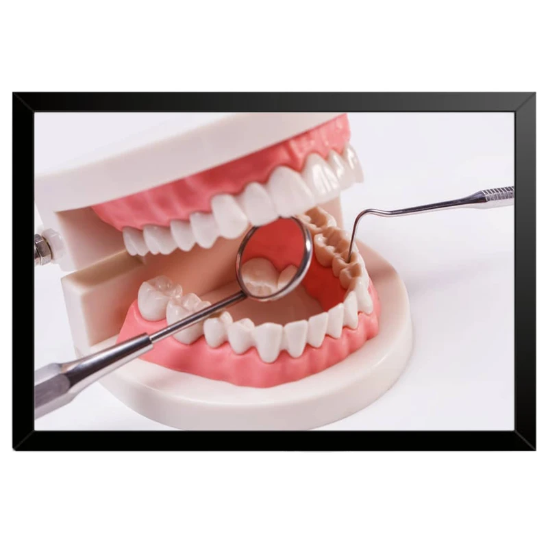 تابلو بکلیت طرح سلامت دندان و مطب دندانپزشکی مدل B-pe130151 فریم مشکی
