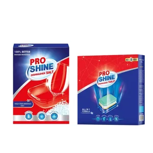 قرص ماشین ظرفشویی پروشاین مدل All in 1Formul بسته 48 عددی به همراه نمک ماشین ظرفشویی پروشاین مدل performance formula high وزن 2000 گرم