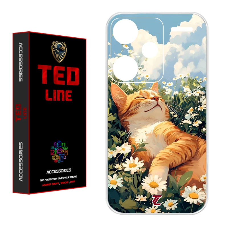 کاور تدلاین طرح گربه نارنجی کد 1140 مناسب برای گوشی موبایل شیائومی Redmi Note 13 Pro Plus