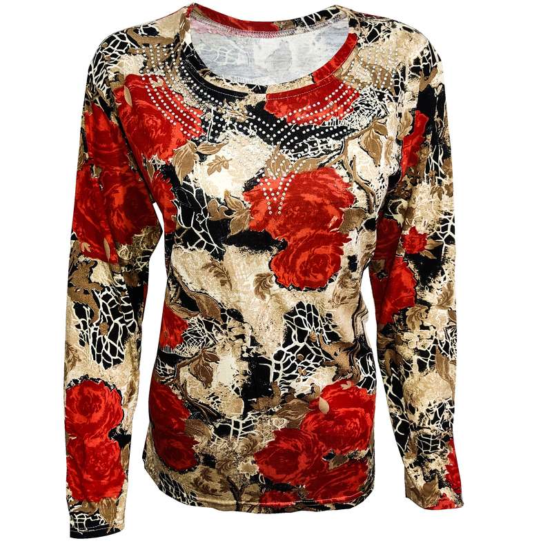 بلوز زنانه مدل گل رز کد 7309