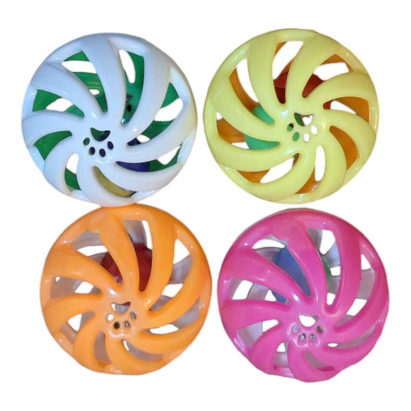 توپ اسباب بازی سگ و گربه مدل جغجغه ای مجموعه چهار عددی