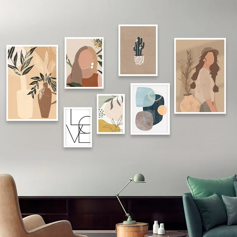 تابلو بکلیت طرح نقاشی مدرن مدل شاین اکلیلی W-938 مجموعه 7 عددی