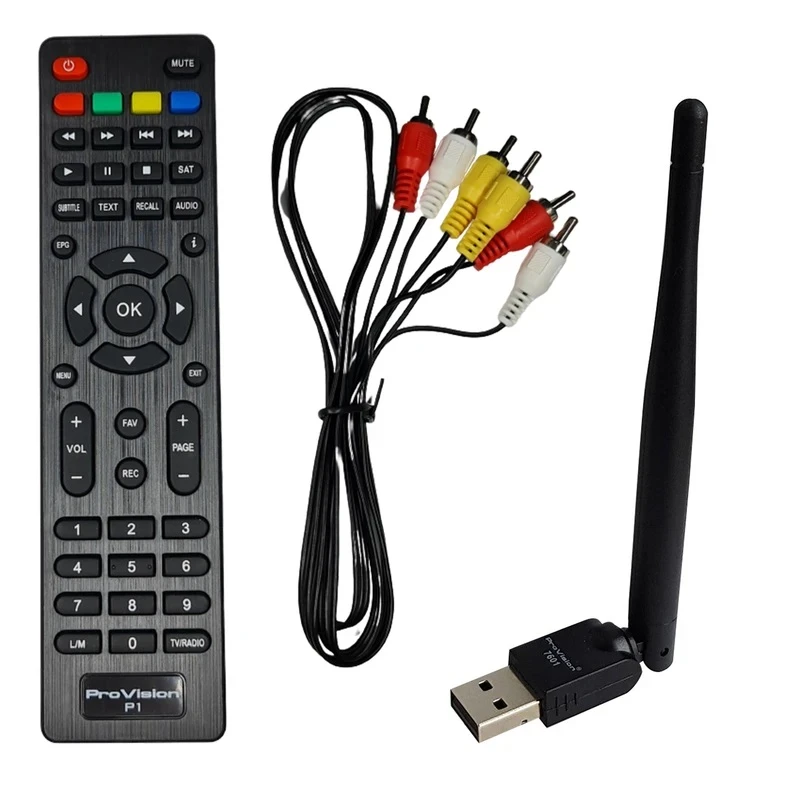 عکس شماره 3 : گیرنده دیجیتال پروویژن مدل pro20-plus به همراه آنتن رومیزی و دانگل وای-فای