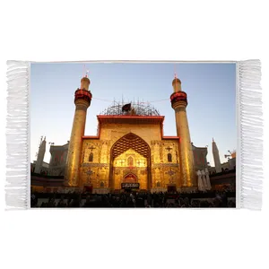 فرش ماشینی دیوارکوب اطلس آبی مدل حرم حضرت علی کد T4095