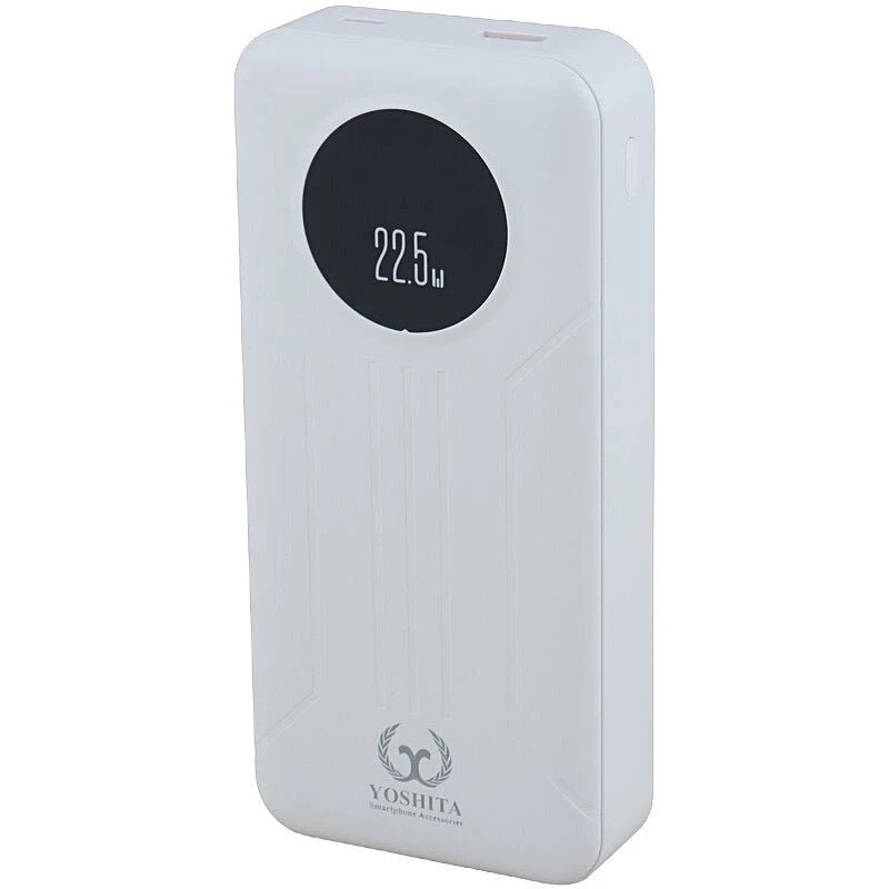 پاوربانک 22.5 وات یوشیتا مدل YP-022 ظرفیت 20000 میلی‌آمپر‌ساعت به همراه کابل تبدیل USB به USB-C و کاور