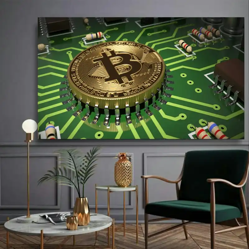 پوستر پارچه ای طرح ارز دیجیتال مدل بیت کوین کد SDP9082