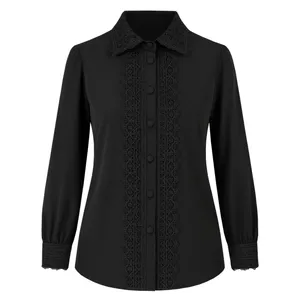 شومیز آستین بلند یقه برگردان زنانه مدل گیپور