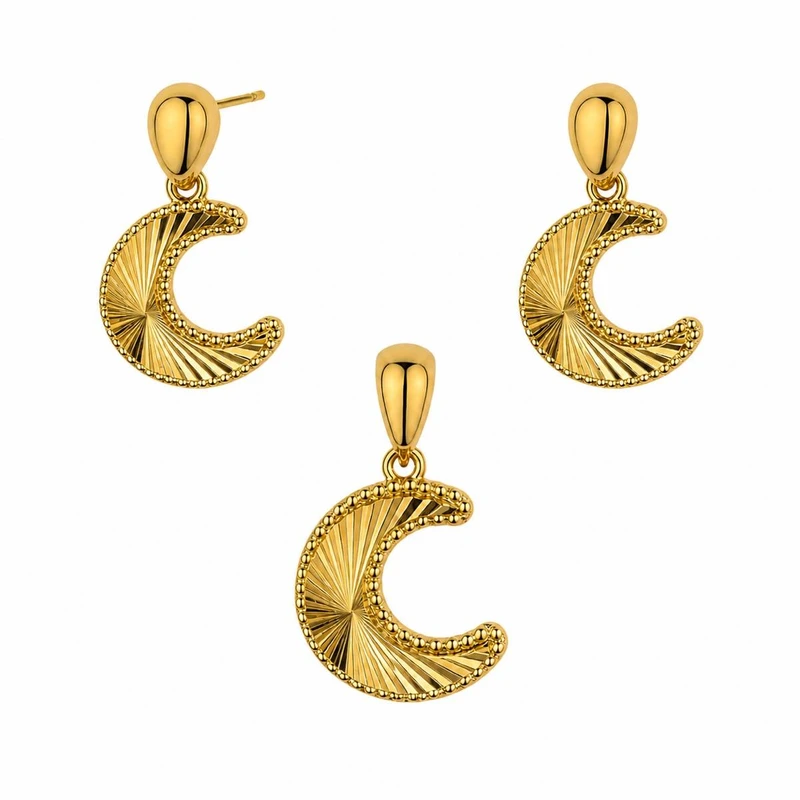 نیم ست طلا 18 عیار زنانه مان گالری مدل ماه تراش کد HS01-0006900