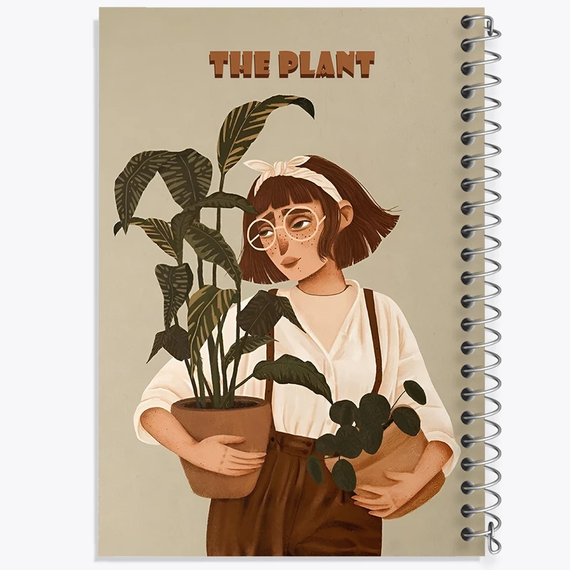 دفتر ژورنال نویسی 50 برگ خندالو مدل نقطه ای طرح دختر و گل و گیاه کد N5646