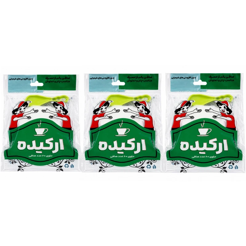فیلتر چای ارکیده مدل کیسه ای 3 بسته 60 عددی به همراه قاشق چای