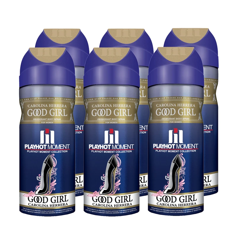 اسپری خوشبو کننده بدن زنانه پلی هات مومنت مدل CAROLINA HERRERA GOOD GIRL حجم 200 میلی لیتر مجموعه 6 عددی