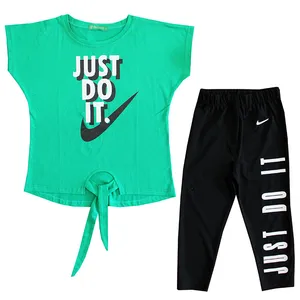 ست تی شرت و شلوارک دخترانه مدل JUST DO IT رنگ سبز