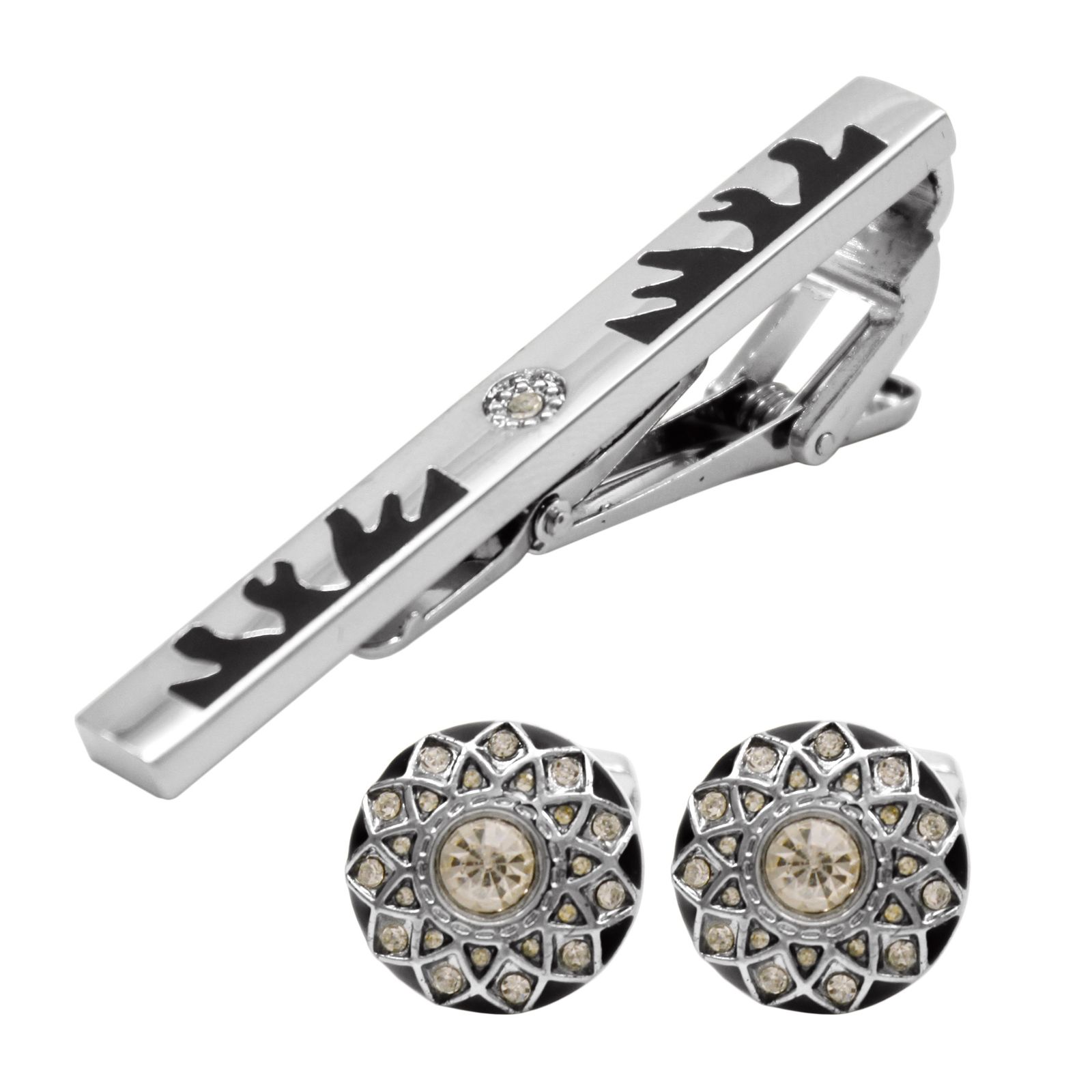 ست دکمه سر دست و گیره کراوات مردانه کد 36-3 - - 1