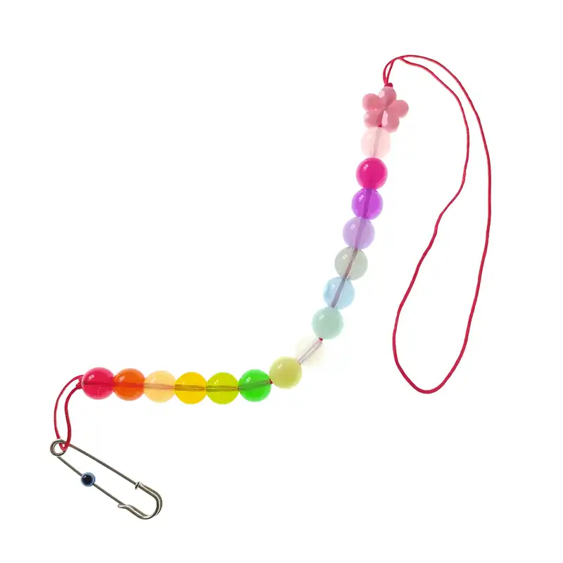 بند پستانک لیمونار گالری مدل گل رنگارنگ و چشم نظر