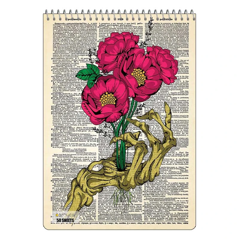 دفتر نقاشی 50 برگ سیمی کارنیکا طرح روزنامه وینتج اسکلت Vintage Newspaper Skeleton کد 23274