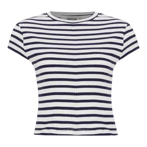 تی شرت آستین کوتاه زنانه سرژه مدل 203399 راه راه رنگ سفید