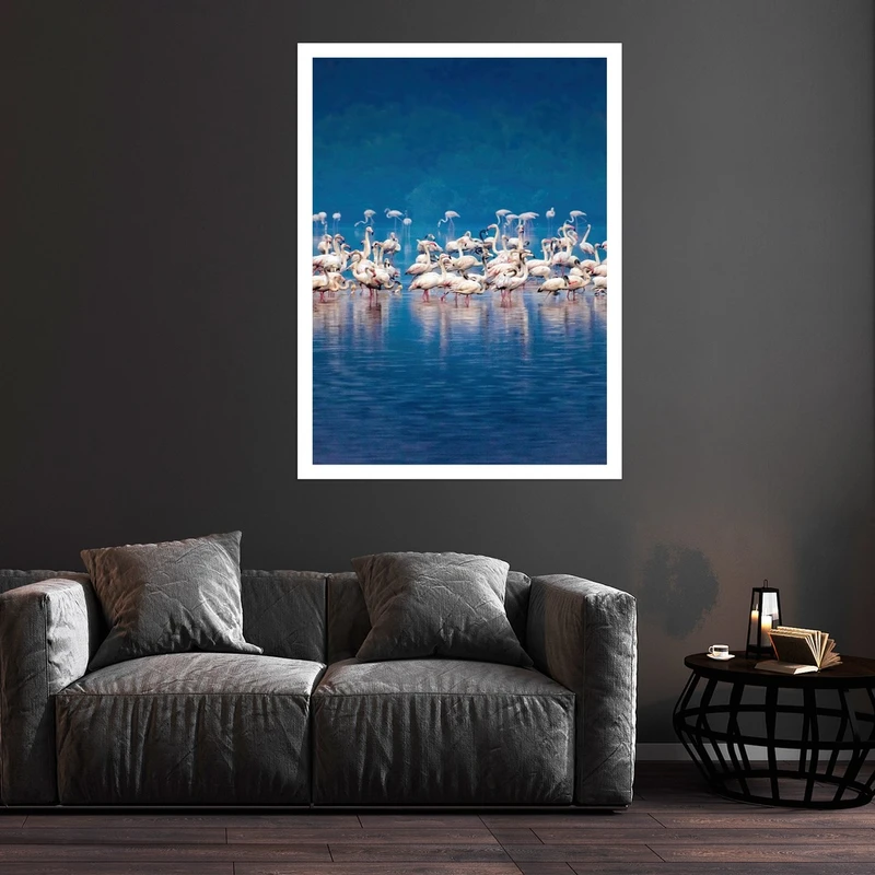 تابلو بکلیت طرح دریا و فلامینکو مدل قاب شاسی W-S7608