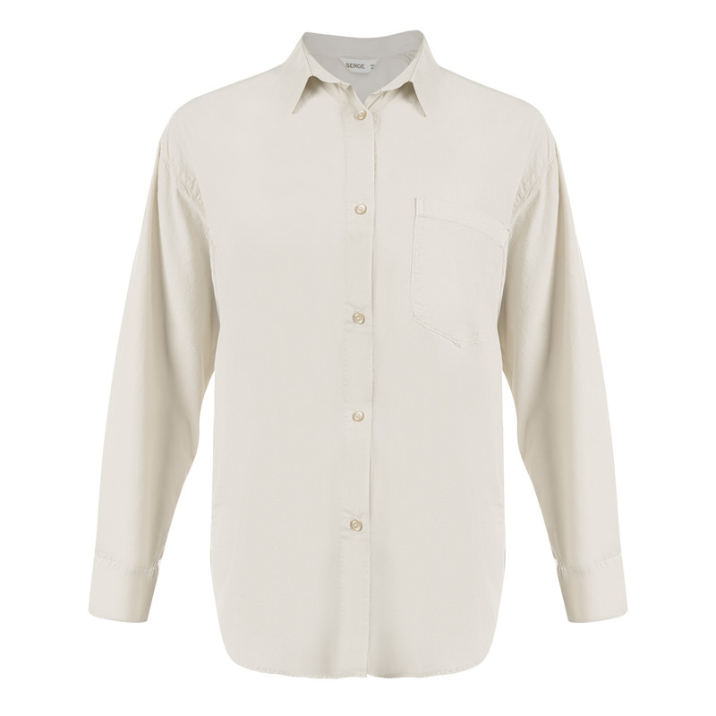 شومیز آستین بلند زنانه سرژه مدل 207353 رنگ کرم