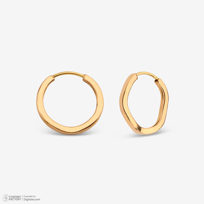 گوشواره حلقه‌ای طلا کم اجرت  18 عیار زنانه ناریا مدل Hexagon کد S3