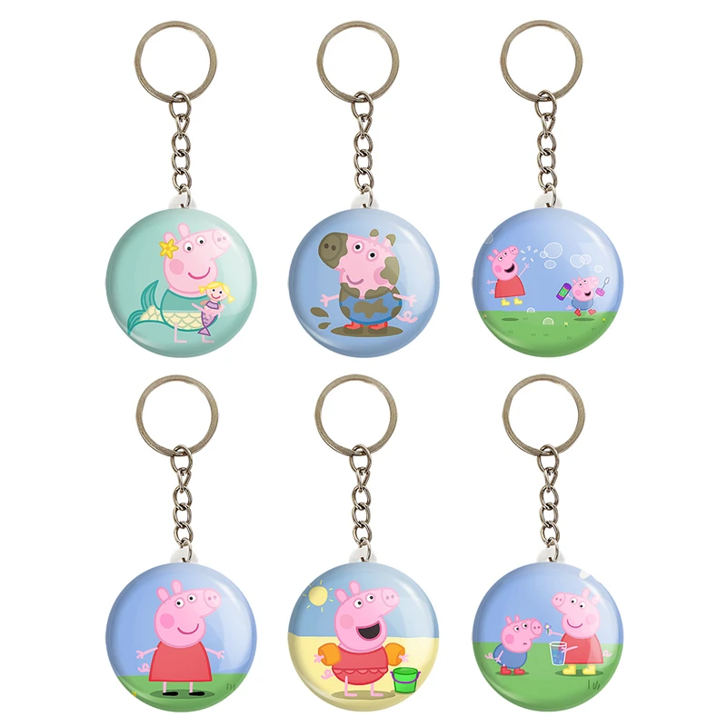 جاکلیدی خندالو مدل انیمیشن پپاپیگ Peppa pig کد 1340A مجموعه 6 عددی