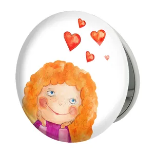 آینه جیبی خندالو طرح دخترونه مدل تاشو کد 6104 