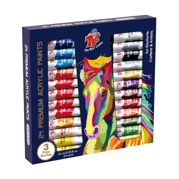 رنگ اکلریک TBC مدل 2492 حجم 12 میلی لیتر بسته 24 عددی