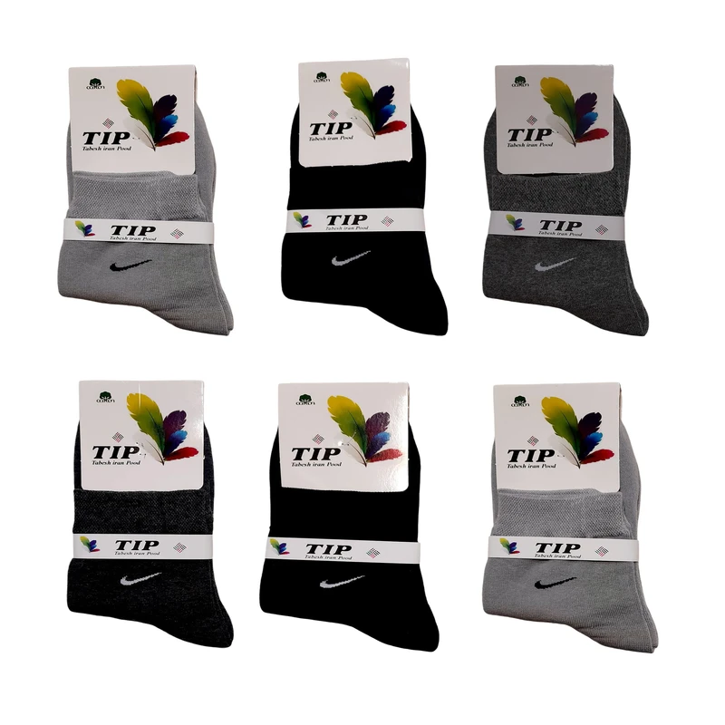 جوراب نیم ساق مردانه تابش ایران پود مدل سوپرپنبه کد SPN.01 مجموعه شش عددی
