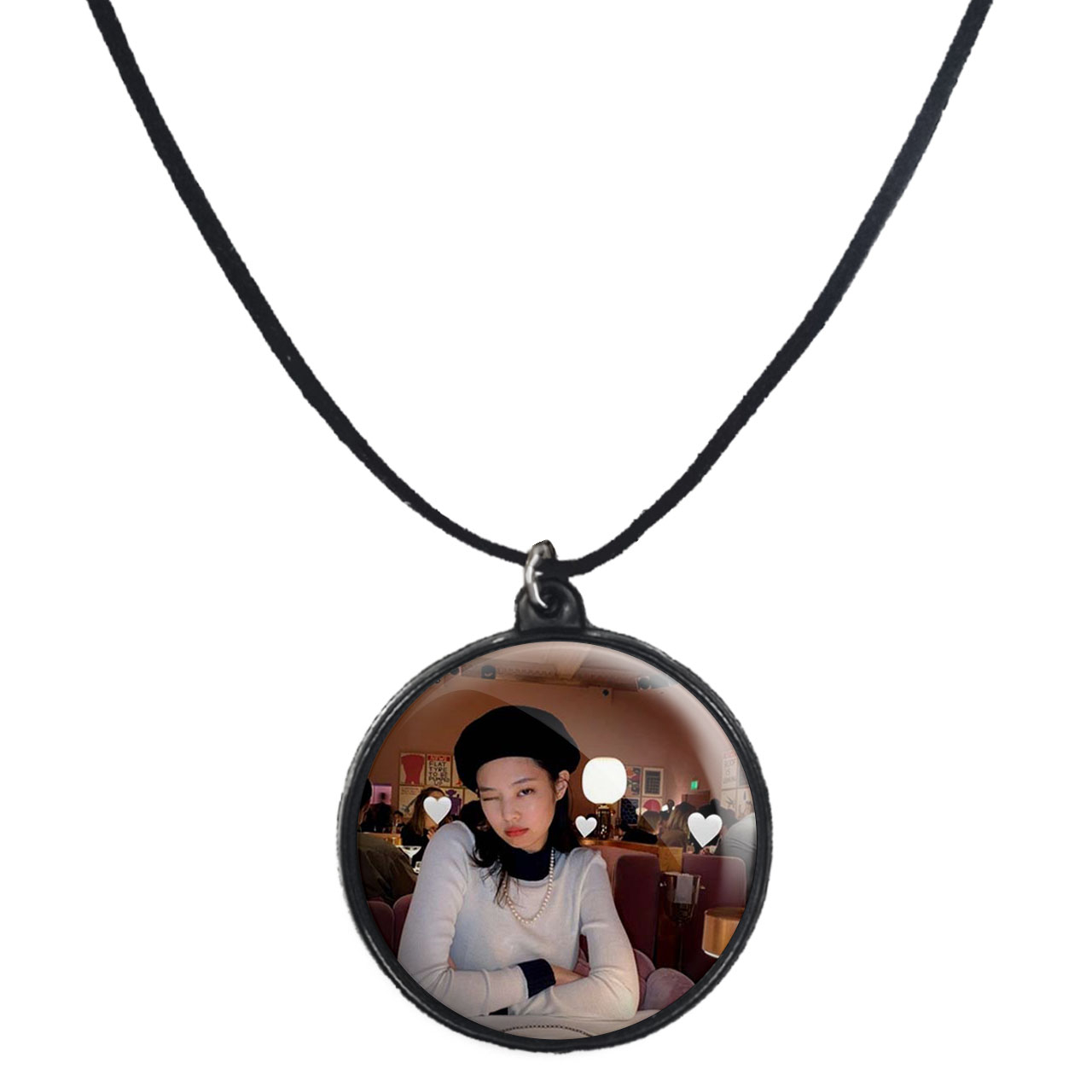 گردنبند پرمانه طرح بلک پینک کد pmb.6766 مدل دو طرفه