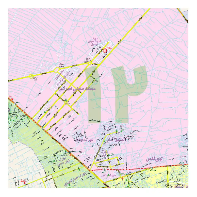 نقشه راهنمای مناطق شهرداری کلانشهر اصفهان گیتاشناسی نوین کد ۱۴۹۸
