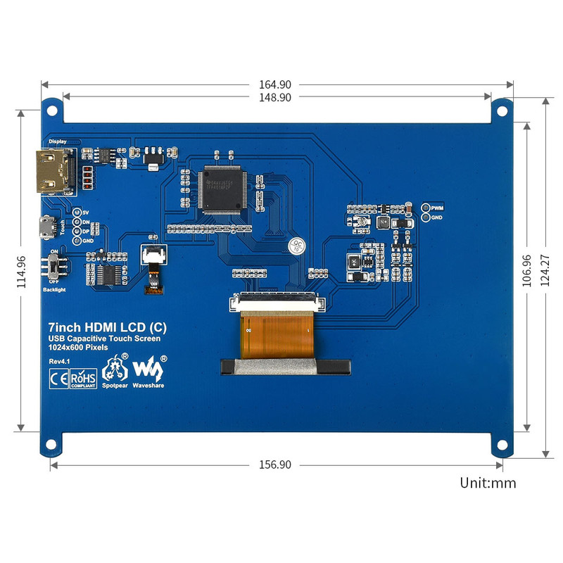 نمایشگر لمسی ویوشیر مدل HDMI-IPS-7 Inch-Type C