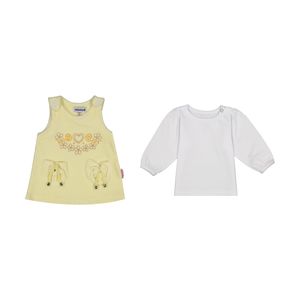 نقد و بررسی ست تی شرت آستین بلند و سارافون نوزادی دخترانه آدمک مدل 2171228-11 توسط خریداران