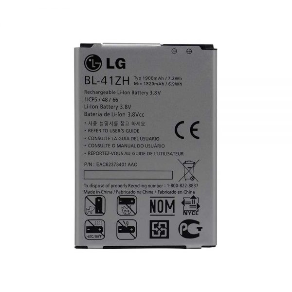 باتری موبایل مدل BL 41ZH ظرفیت 1900 میلی آمپر ساعت مناسب برای گوشی موبایل ال جی LG Leon 41ZH