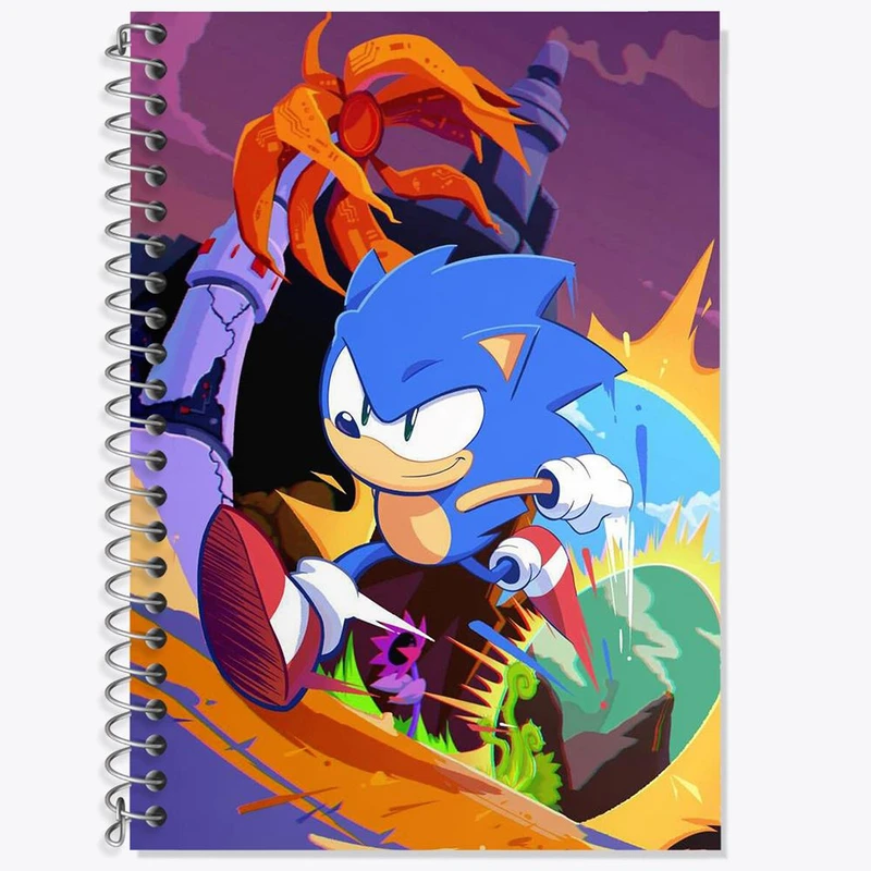 دفتر زبان 50 برگ خندالو مدل دو خط طرح سونیک کد 1038