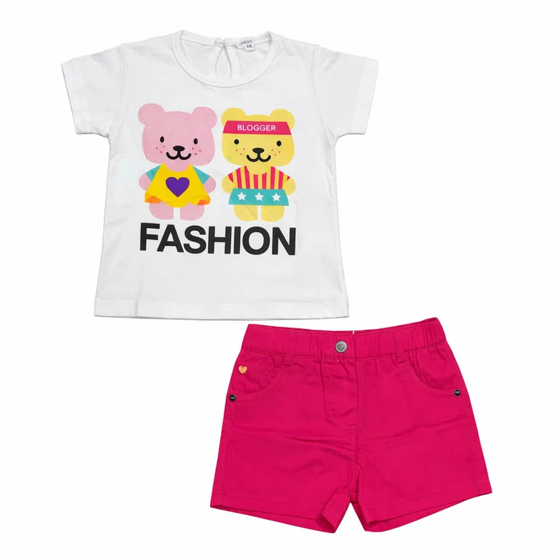 ست تیشرت آستین کوتاه و شلوارک دخترانه اورکیدز مدل FASION