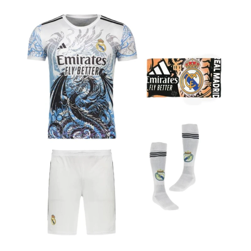 ست 4 تکه لباس ورزشی پسرانه مدل دراگون رئال مادرید طرح se