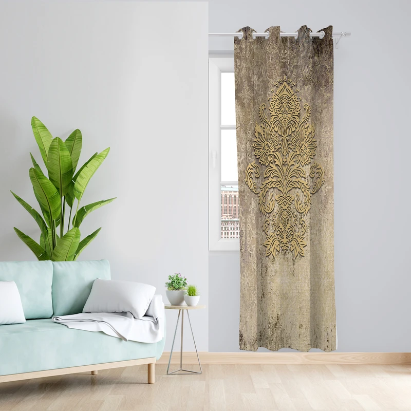 پرده طرح ترنج مدل مخمل پانچی کد L 1008L L Z سایز 140x200 سانتی متر