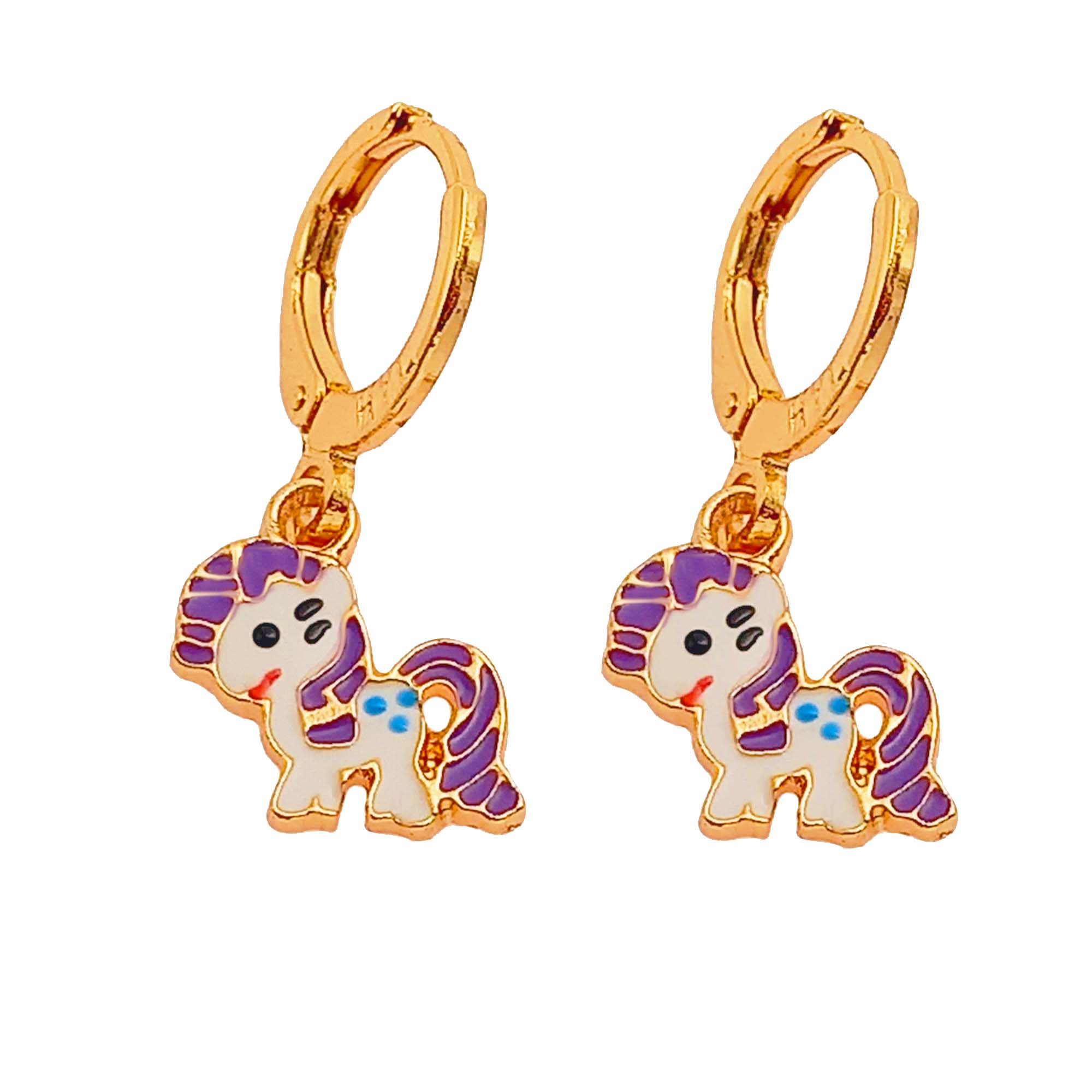 گوشواره دخترانه طرح اسب رنگین کمانی مدل 659GUD