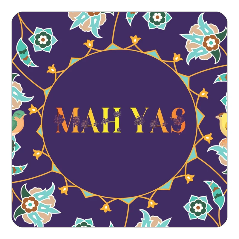 مگنت کاکتی طرح اسم مهیاس mah yas مدل گل و بلبل کد mg14932