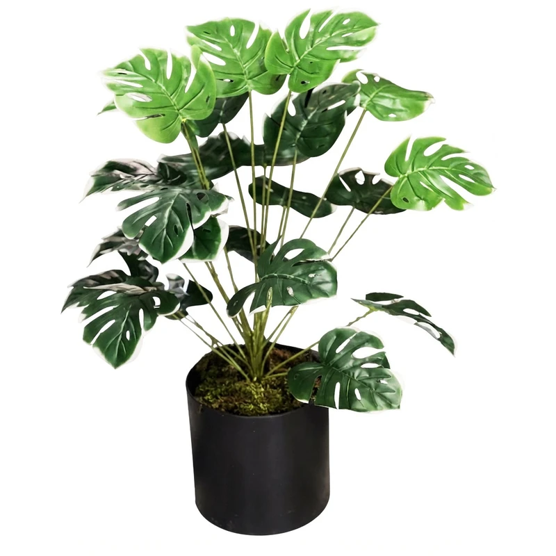 گلدان به همراه درختچه مصنوعی مدل انجیری ببری 24 برگ و زینو کد 24، ایستاده، با ابعاد 22x22x90 سانتی‌متر 