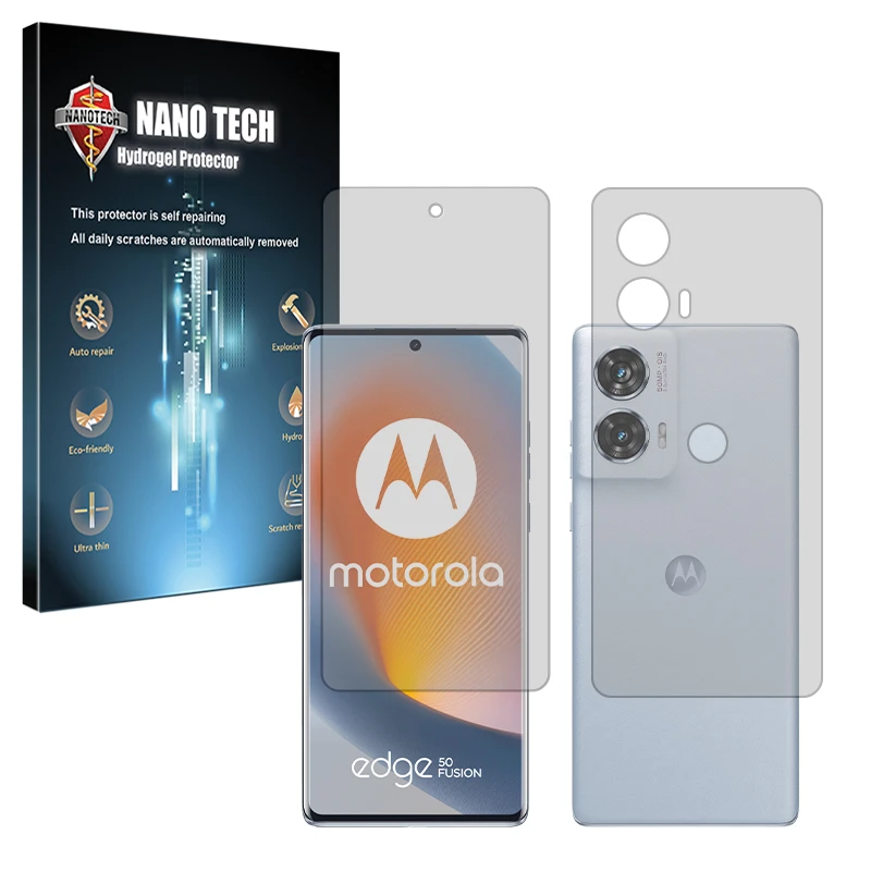 محافظ صفحه نمایش شفاف نانو تک مدل Tough مناسب برای گوشی موبایل موتورولا Edge 50 Fusion به همراه محافظ پشت گوشی