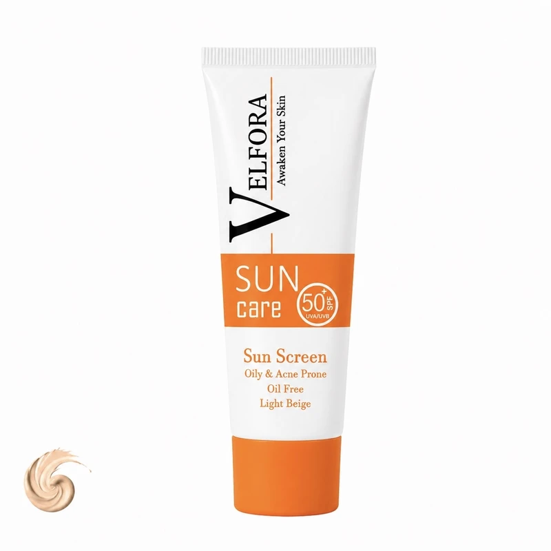 کرم ضد آفتاب رنگی صورت ولفورا SPF 50 مدل بژ روشن محافظ در برابر اشعه UVA و UVB ‌مناسب برای پوست چرب و مختلط حجم ۴۰ میلی‌لیتر