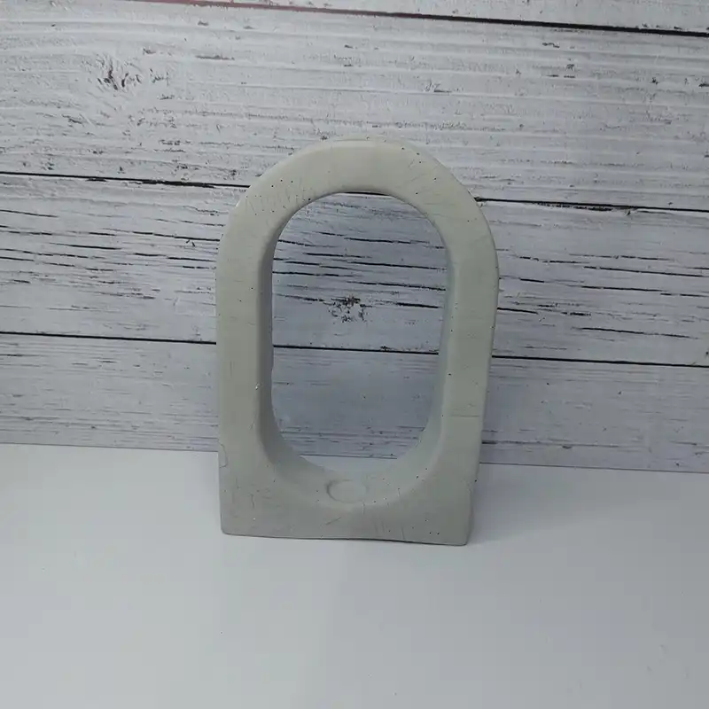 ست 3 تکه جاشمعی و گلدان بتنی مدل رگه دار