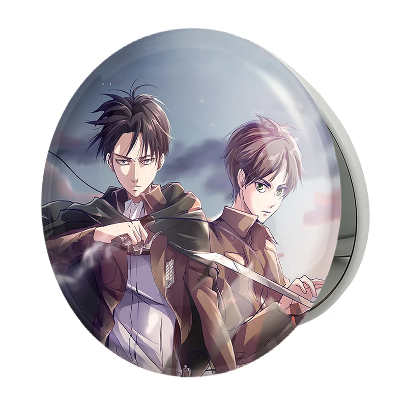 آینه جیبی خندالو طرح لیوای و ارن انیمه اتک آن تایتان Attack on Titan مدل تاشو کد 4849 